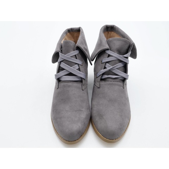 American Mettle AMS Escape Womens 6.5 Ankle Boots Gray Lace Up Fold Down Chukka - Picture 6 of 11